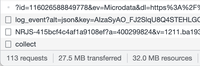 113 requests, 27.5MB transferred at bottom of Network panel